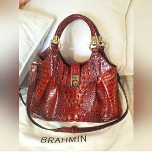 LIKE NEW Brahmin Melbourne Celia Pecan Satchel Purse with Dustbag